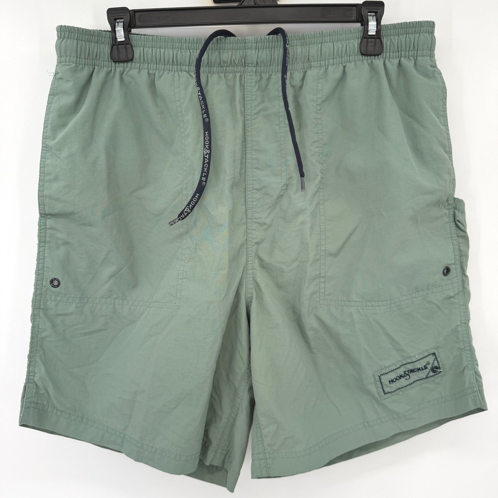 Hook & Tackle Fishing Shorts Mens M Green M016047 Technical Cargo Nylon Utility